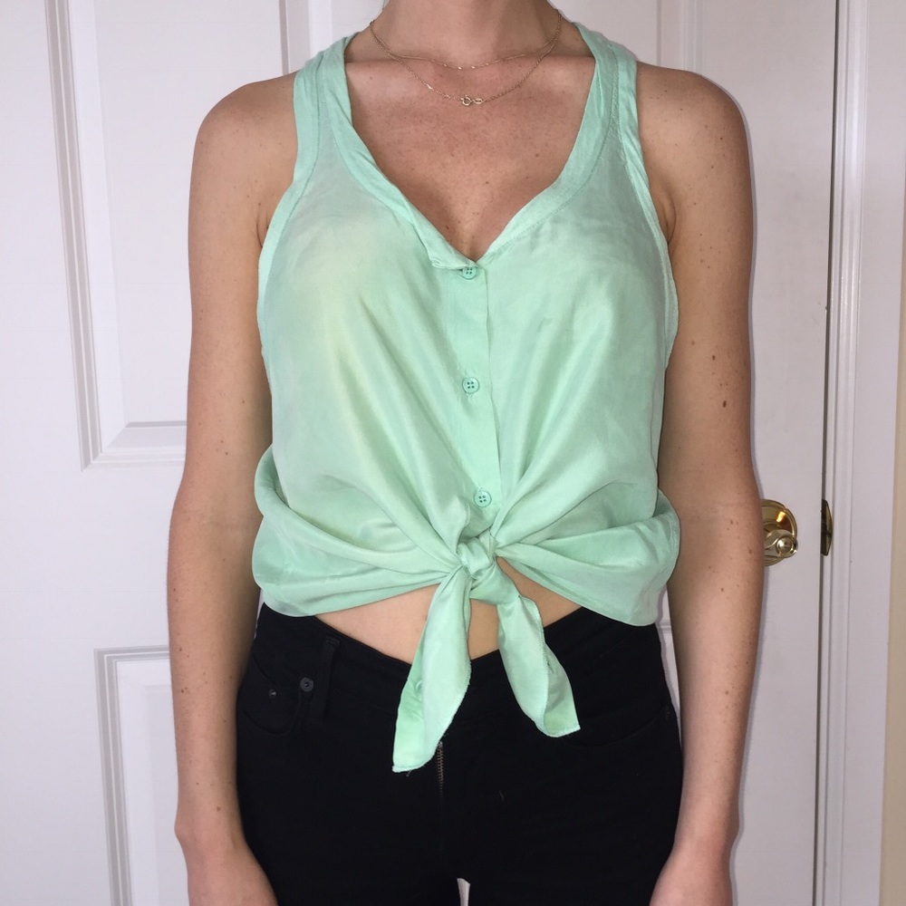 Turquoise Wilfred 100% Silk Tank XXS